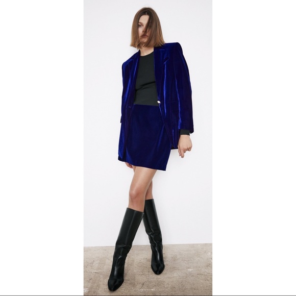 ZARA ~Oversized Velvet Blazer & Mini Skirt (NWT) - Picture 3 of 10